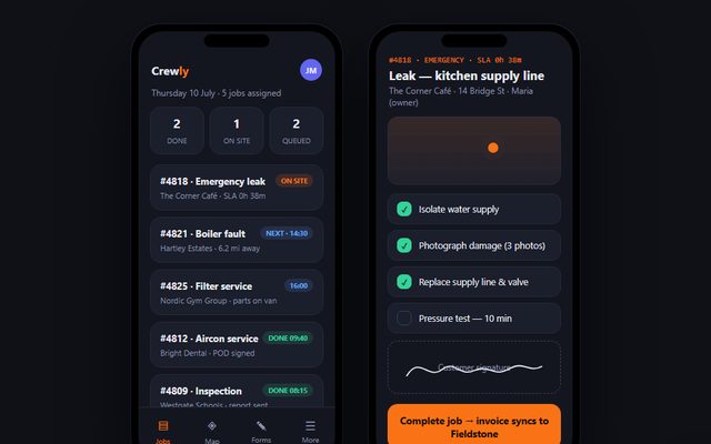 Crewly — field-service mobile app design sample